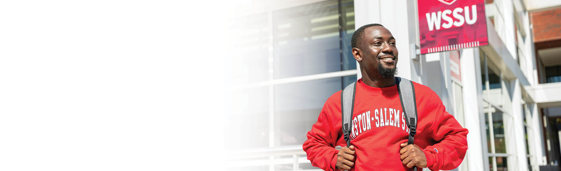 Inspirational male student with backpack